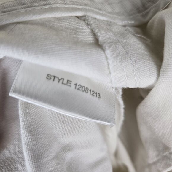 Tory Burch Sailor Pants Sz 14 Wide Leg White Canvas Button Front Nautical - Picture 6 of 7